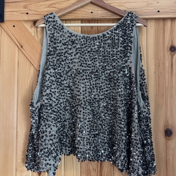 Free People Silver Sequin Tank Top - Picture 1 of 5
